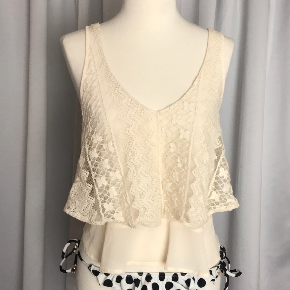 Lace sleeveless top tank BAR III  flowy BOHO